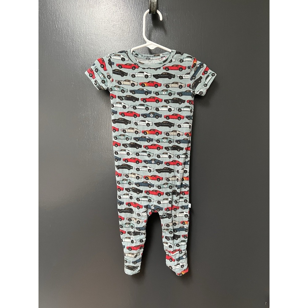 Posh Peanut Race Car Short Sleeve Romper One-Piece Bamboo Size 9-12 Months